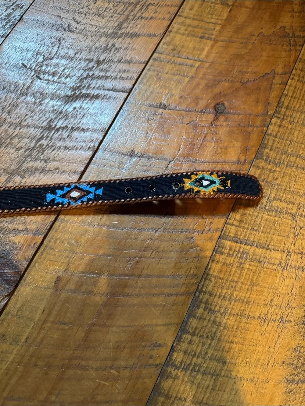 Handcrafted woven belt with leather buckle and trim Made in Guatemala Size 38 - Picture 5 of 11